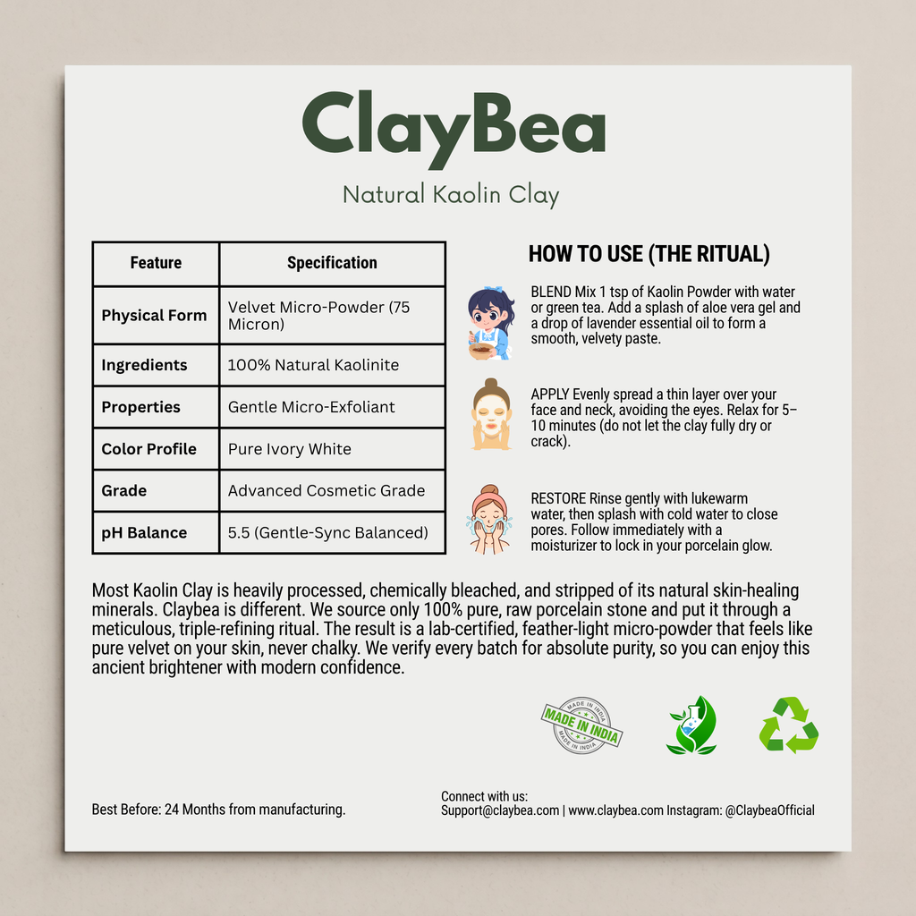 ClayBea® Ritual Duo Pack – Natural Multani Mitti & White Kaolin Clay