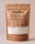 ClayBea natural kaolin clay packaging on a beige background