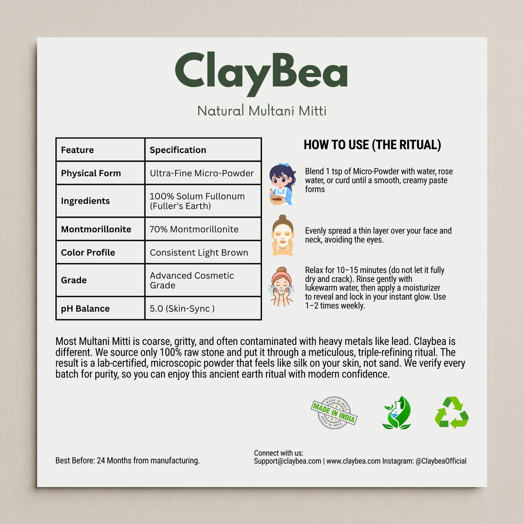 ClayBea® Ritual Duo Pack – Natural Multani Mitti & White Kaolin Clay