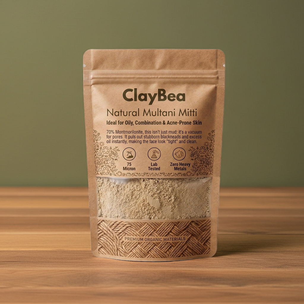 ClayBea Natural Multani Mitti (75 Micron Ultra-Refined)